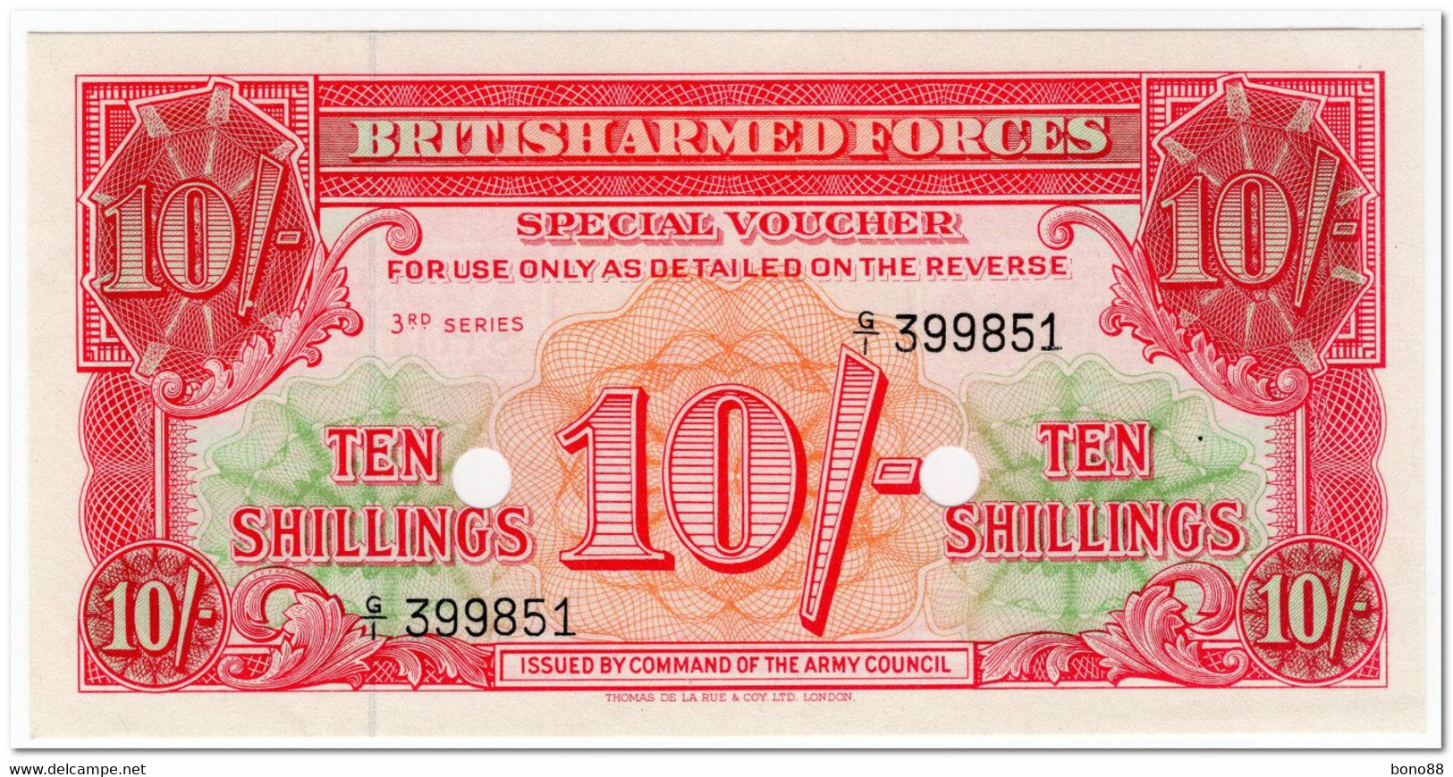 GREAT BRITAIN,BRITISH ARMED FORCES,10 SHILLINGS,1956,CANCELLEDP.M28a,UNC - Fuerzas Armadas Británicas & Recibos Especiales