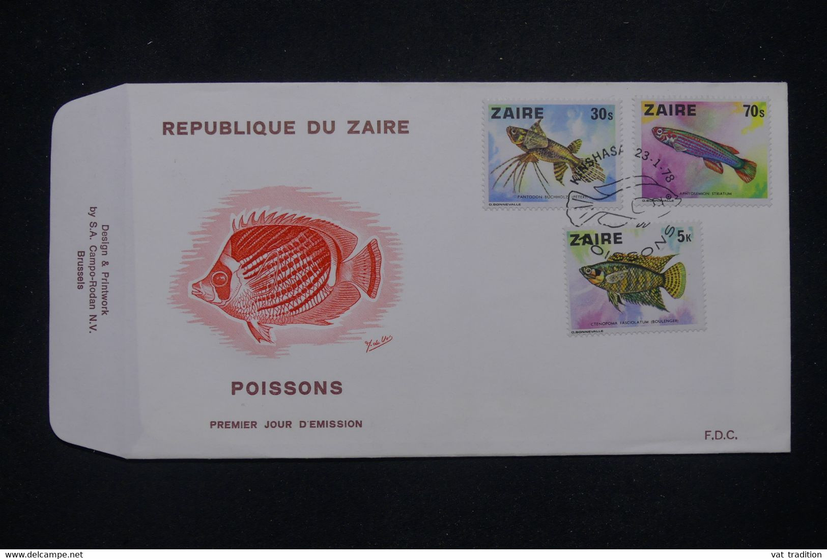 ZAÏRE - Enveloppe FDC En 1978 - Poissons - L 140103 - 1971-1979