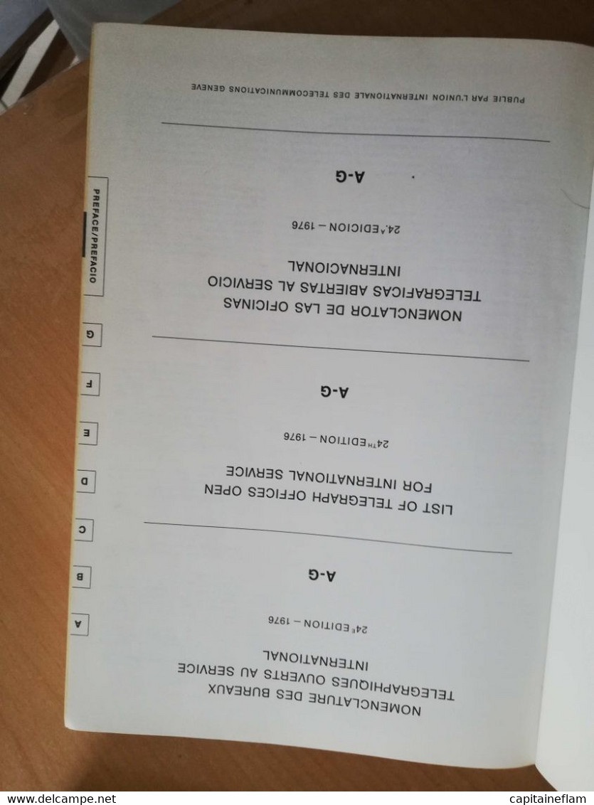 L221- 1976 Nomenclature Des Bureaux Télégraphiques 3 Volumes UIT (A-G+H-O+P-Z) Monde PTT Postes - Postadministraties