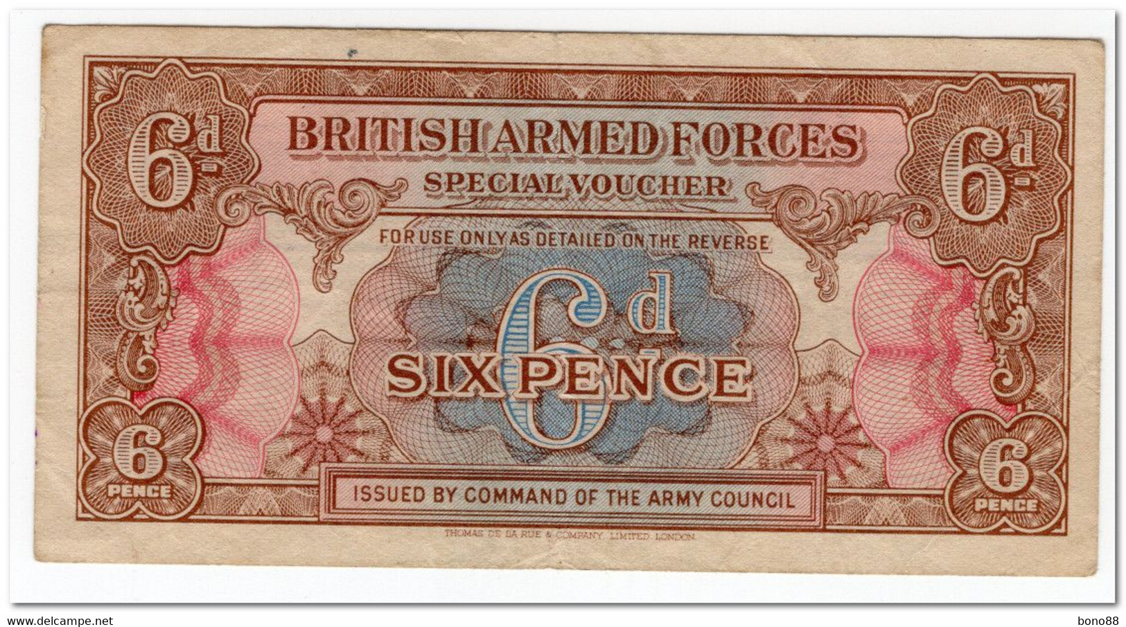 GREAT BRITAIN,BRITISH ARMED FORCES,6 PENCE,1946,P.M10,VF+ - Fuerzas Armadas Británicas & Recibos Especiales