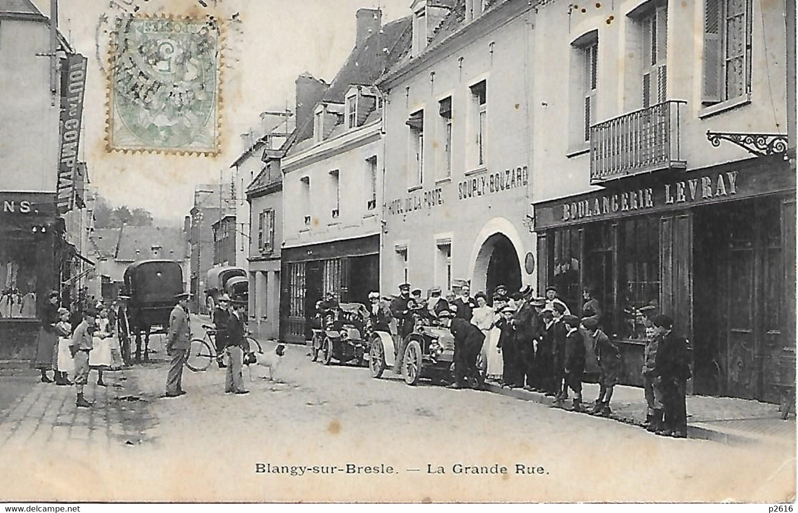 BLANGY- SUR- BRESLE -  1905 -  LA GRANDE RUE -  BOULANGERIE LEVRAY - VOITURES - Blangy-sur-Bresle