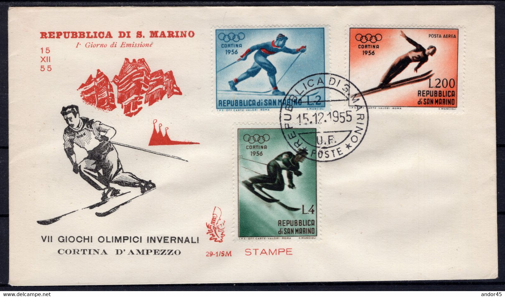 INSIEME DI 9 BUSTE TUTTE FDC VENETIA SERIE A 10 VALORI SU TRE BUSTE "GIOCHI OLIMPICI A CORTINA "+ SERIE "VEDUTE "+ "7 ° - Lettres & Documents