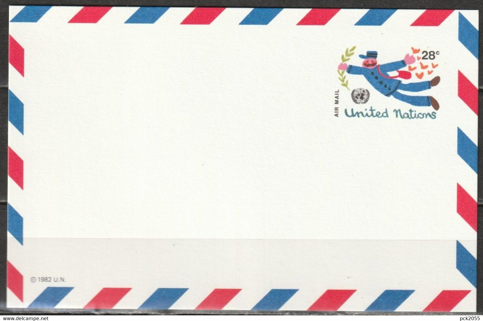 UNO New York 1982  Ganzsache Luftpostkarte Mi-Nr. LP 12 Briefträger Mit Olivenzweig Ungebraucht  (  D 2359 ) - Airmail