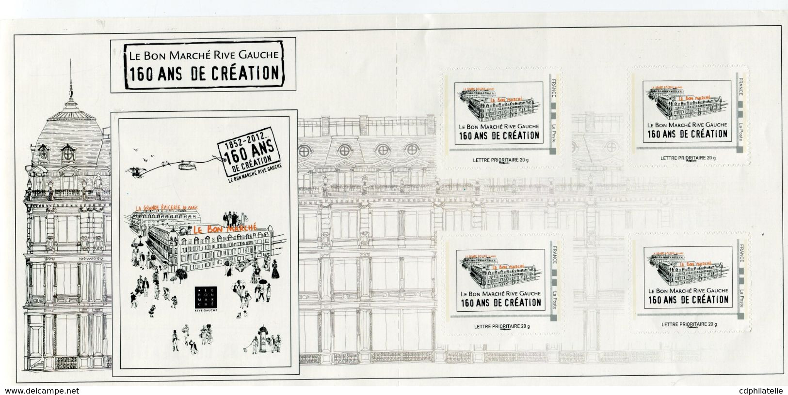 FRANCE FEUILLET DE 4 TIMBRES PERSONNALISES " LE BON MARCHE RIVE GAUCHE 160 ANS DE CREATION " - Neufs