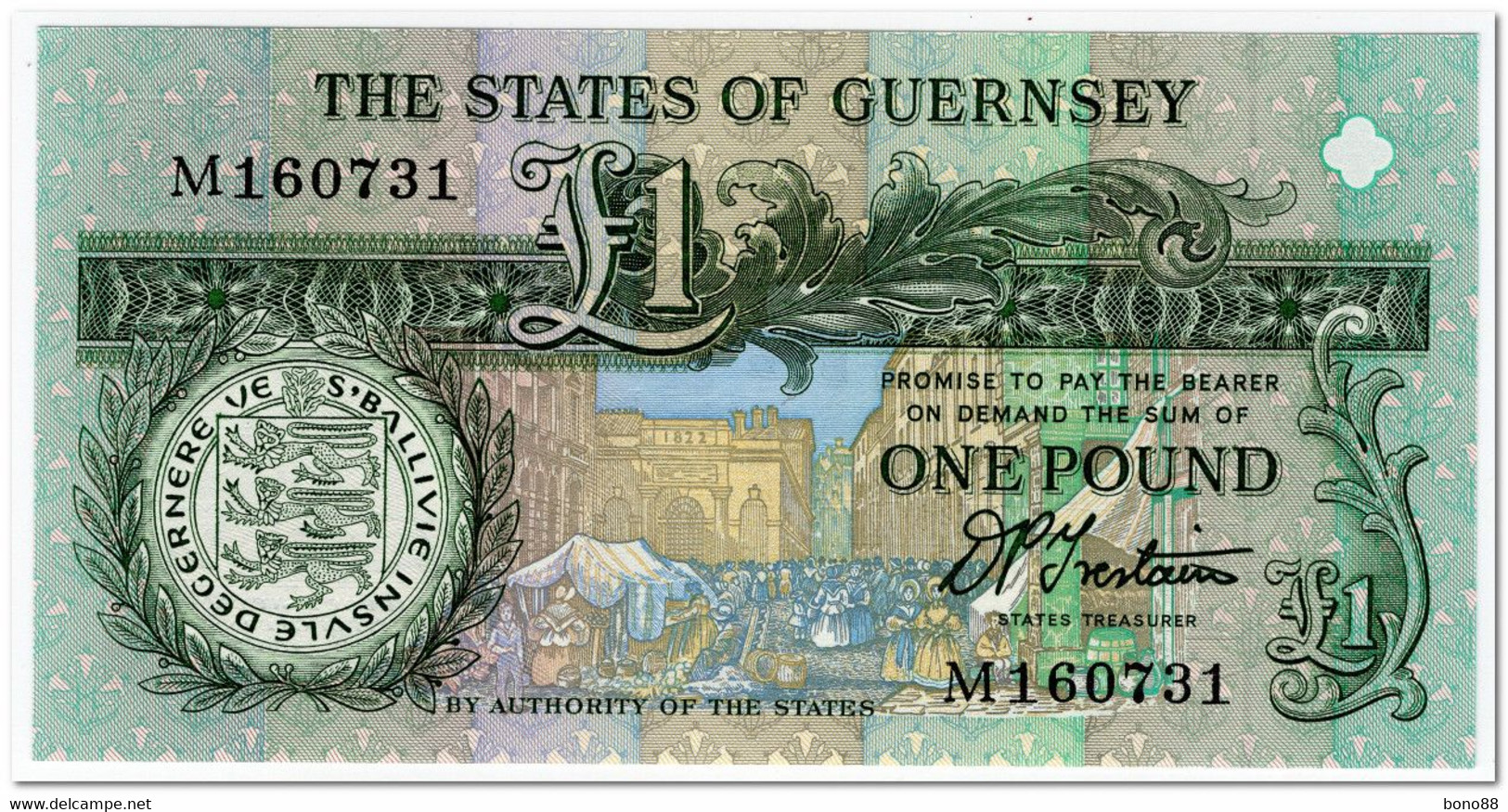 GUERNSEY,1 POUND,1991-,P.52b,UNC - Guernsey