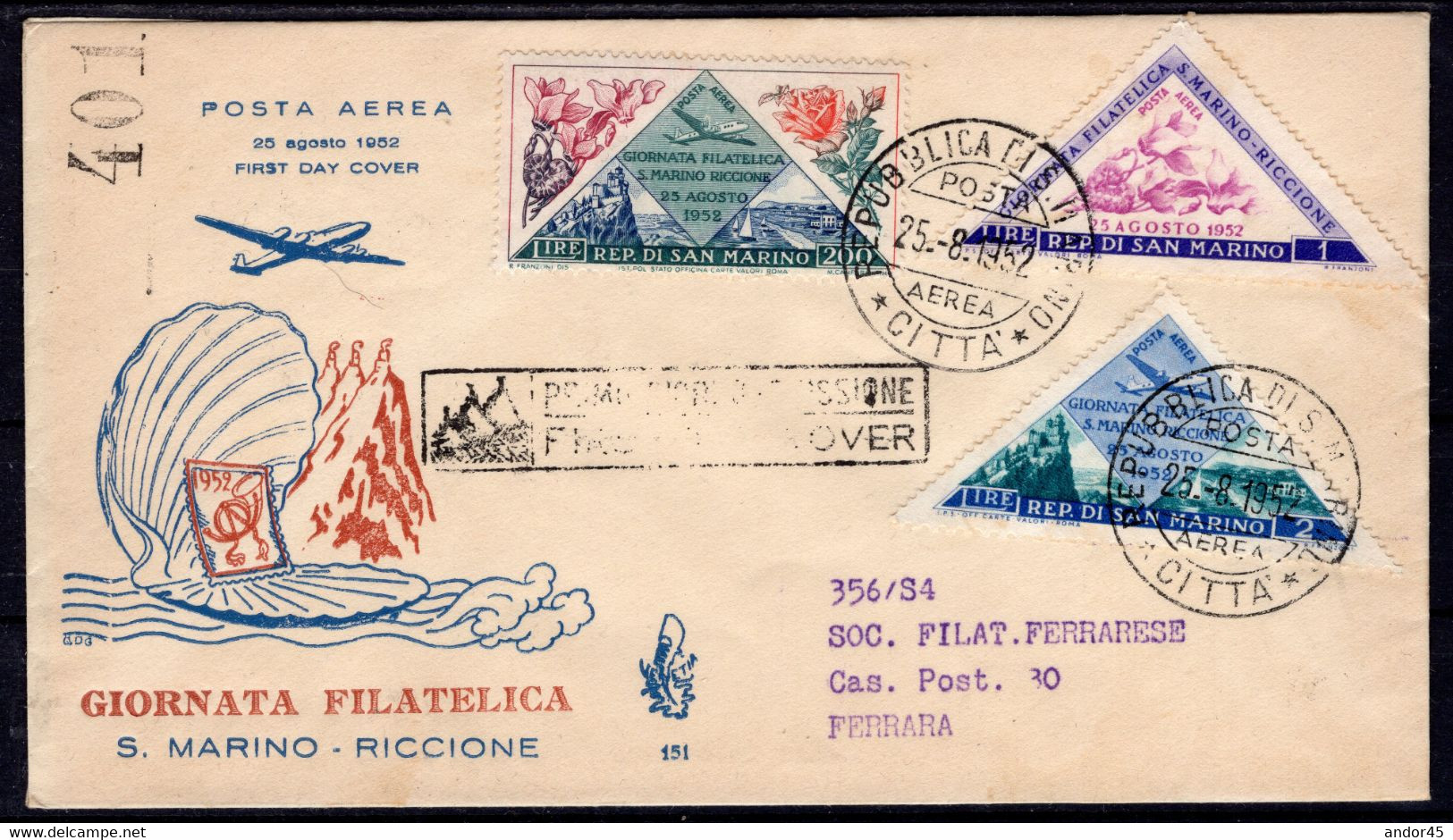 INSIEME DI 4 BUSTE TUTTE FDC VENETIA SERIE COMPLETA SU DUE BUSTE " 4 ° GIORNATA FILATELICA SAN.M.- RICC"+ SERIE "ASSISTE - Briefe U. Dokumente