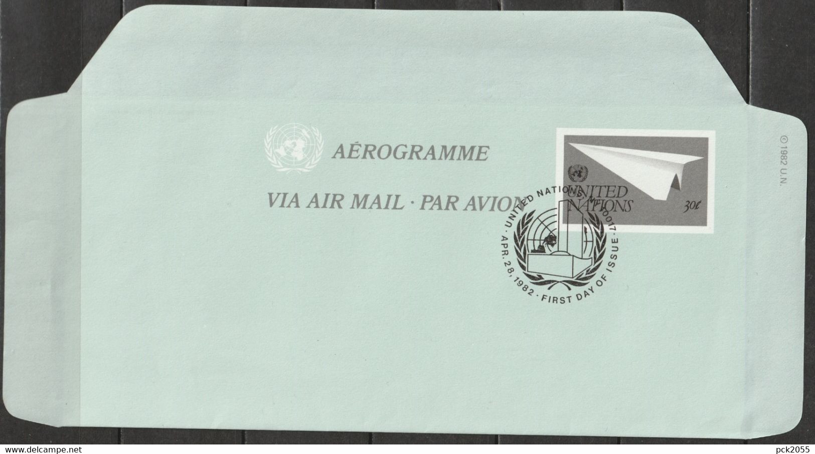 UNO New York 1982  Ganzsache Aerogamme Mi-Nr. LF 9 ESST. Ungebraucht  (  Dl 104  ) - Airmail