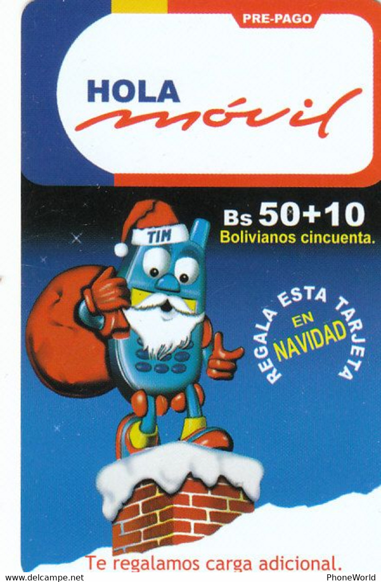 Bolivia, Hola Movil  Bs50+10 2001 Navidad, Christmas, Santa - Bolivie