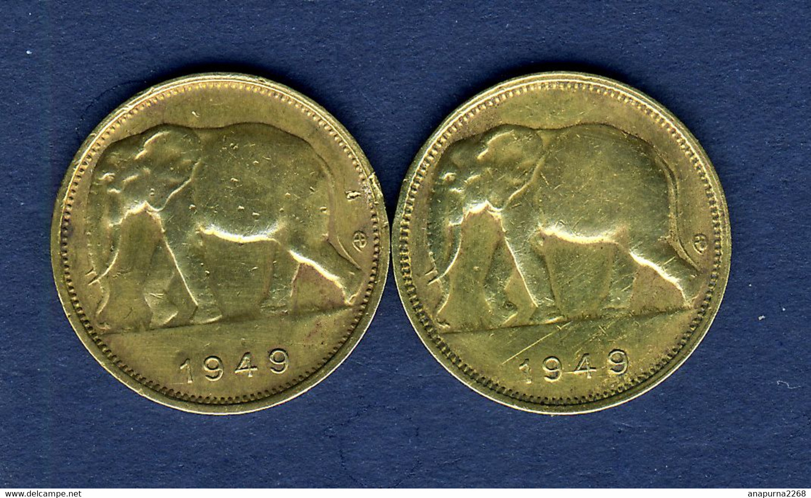 CONGO BELGE ....2 PIECES DE 1 FRANC 1949 - 1945-1951: Regencia