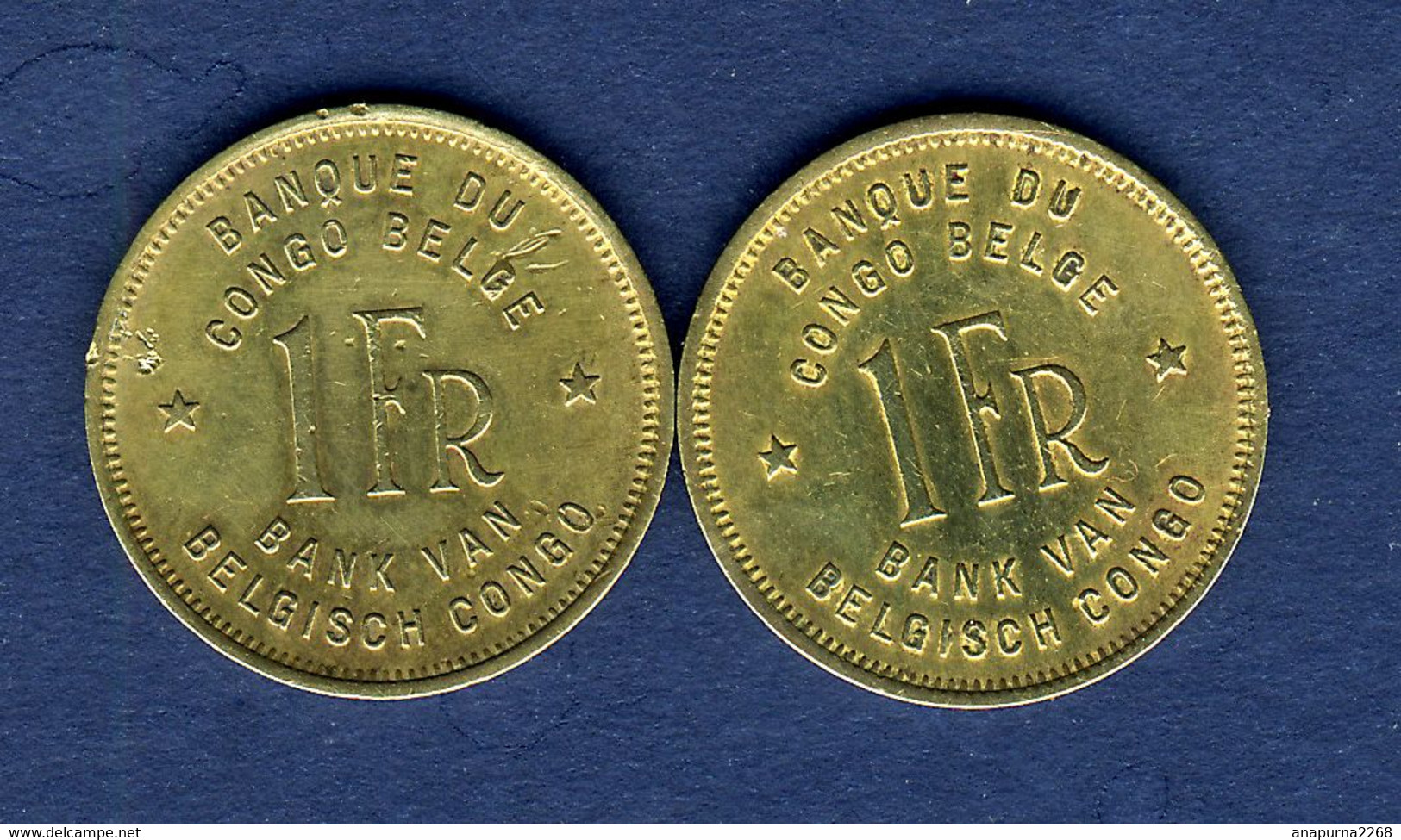 CONGO BELGE ....2 PIECES DE 1 FRANC 1949 - 1945-1951: Regency