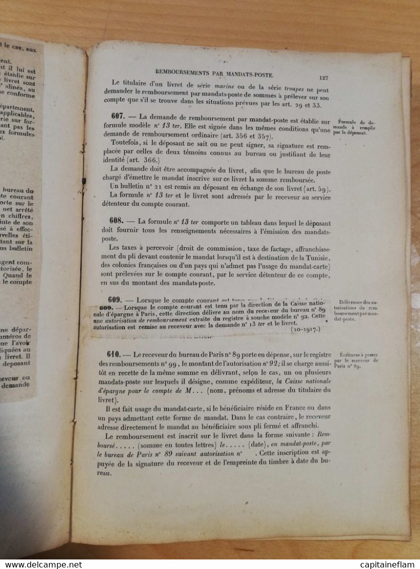 L17 - 1912 Instruction Générale De La Caisse Nationale D’Epargne (ministère Des Postes, Télégraphes Et Téléphones PTT - Amministrazioni Postali