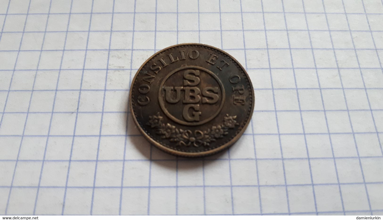 SUISSE RARE JETON UBS/SGB CONSILIO ET OPE PARSIMONIA VECTIGAL EST 25MM TRANCHE STRIEE FRAPPE MONNAIE LIRE DESCRIPTIF - Professionnels / De Société