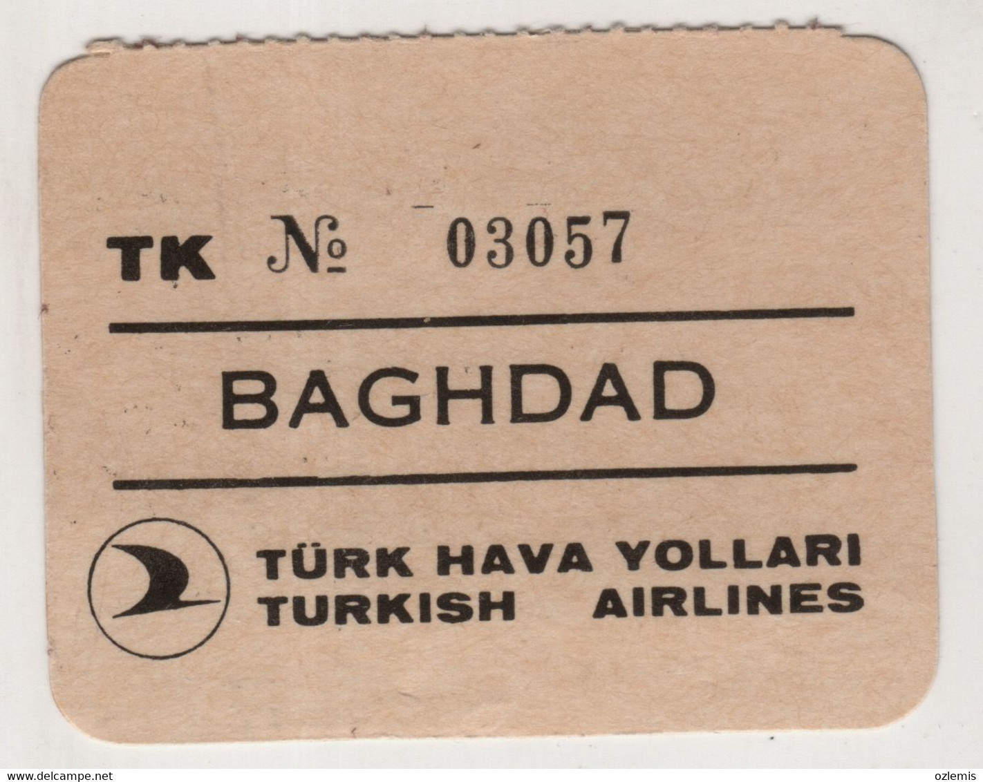 TURKISH AIRLINES BAGGAGE TAG ,BAGHDAD - Baggage Labels & Tags