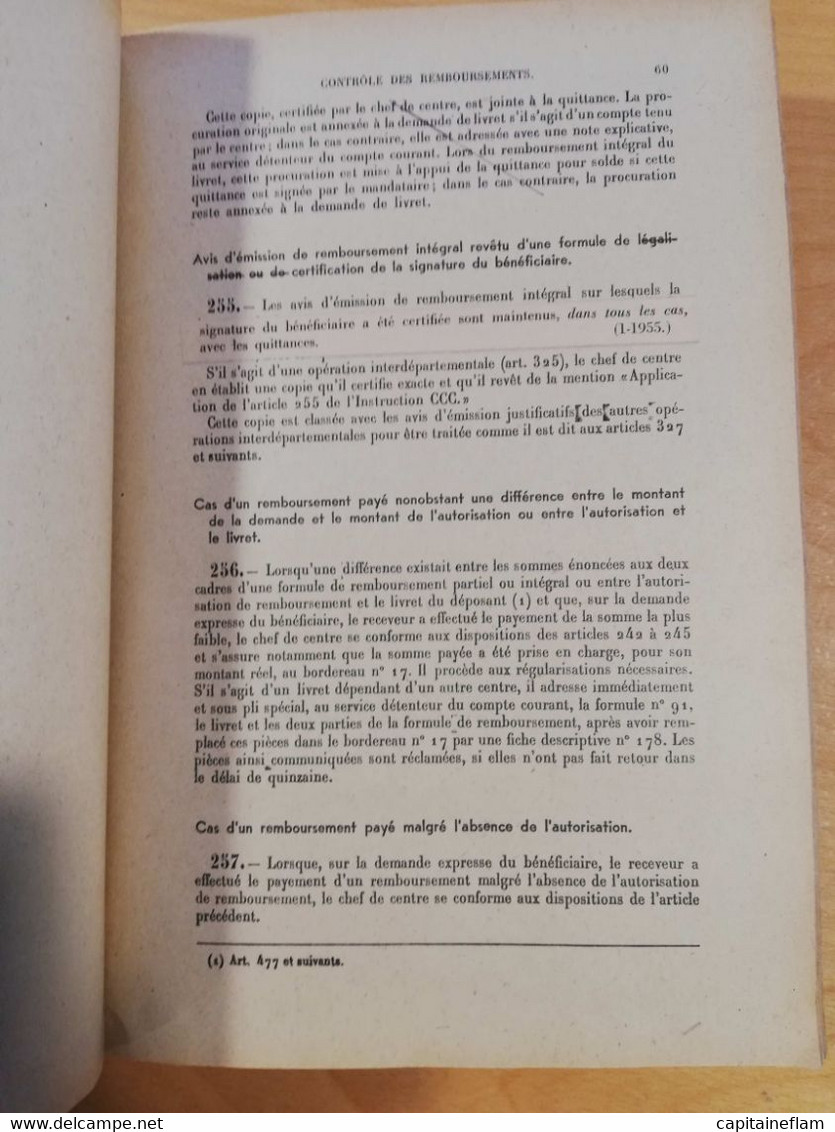 L120 - 1949 Instruction Générale  Des Centres De Comptabilité  De La Caisse Nationale D'Epargne PTT POSTES - Postal Administrations