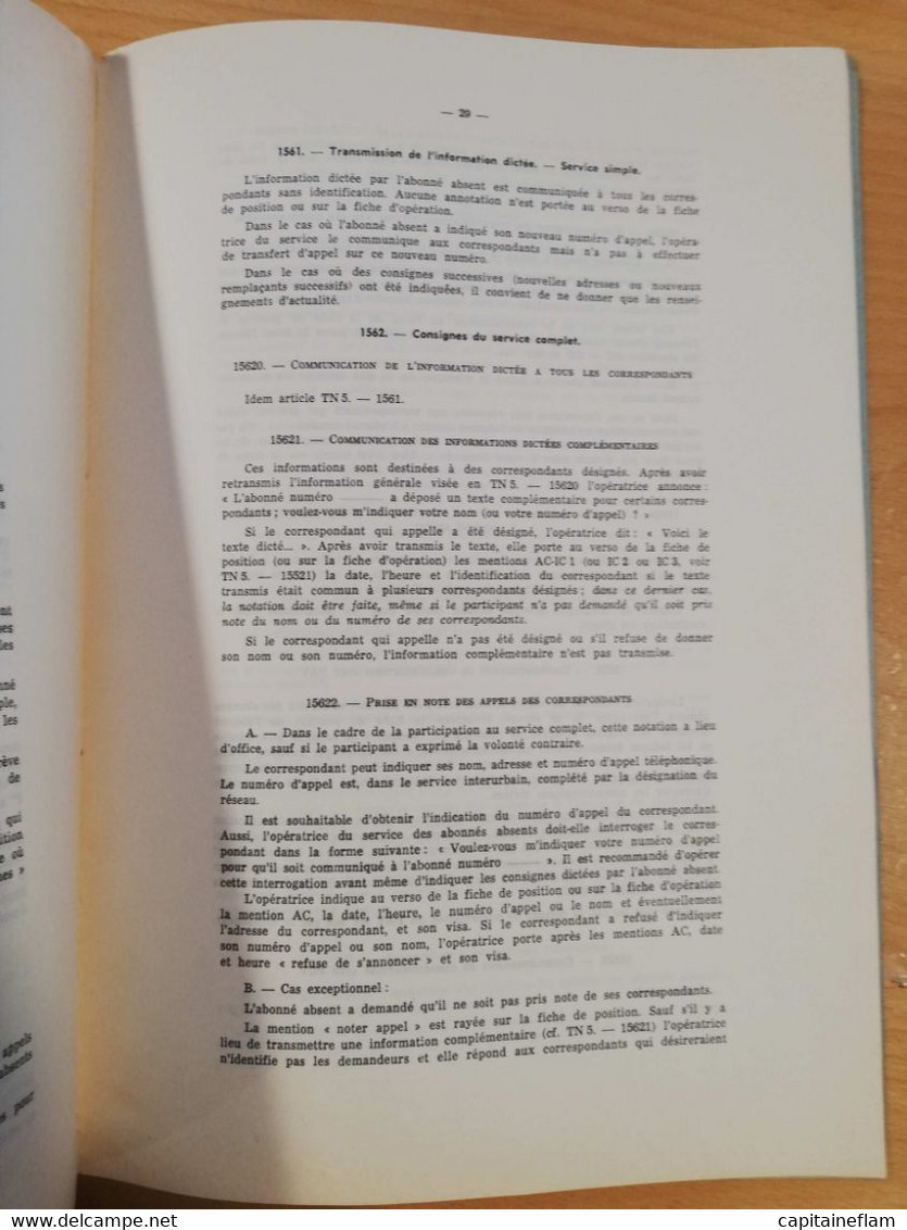 L193 - 1972 Instruction Générale Des Télécommunications Facicule TN5 Services Spéciaux Du Régime Intérieur 500-85 Ptt - Administraciones Postales