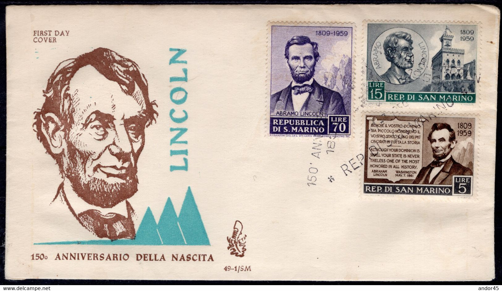 INSIEME DI 18 BUSTE TUTTE FDC VENETIA  SERIE "PREOLOMPICA "+ "FOND.DEL LIONS CLUB DI SAN.M"+" 350° ANNIV. MORTE.CARAVAGG