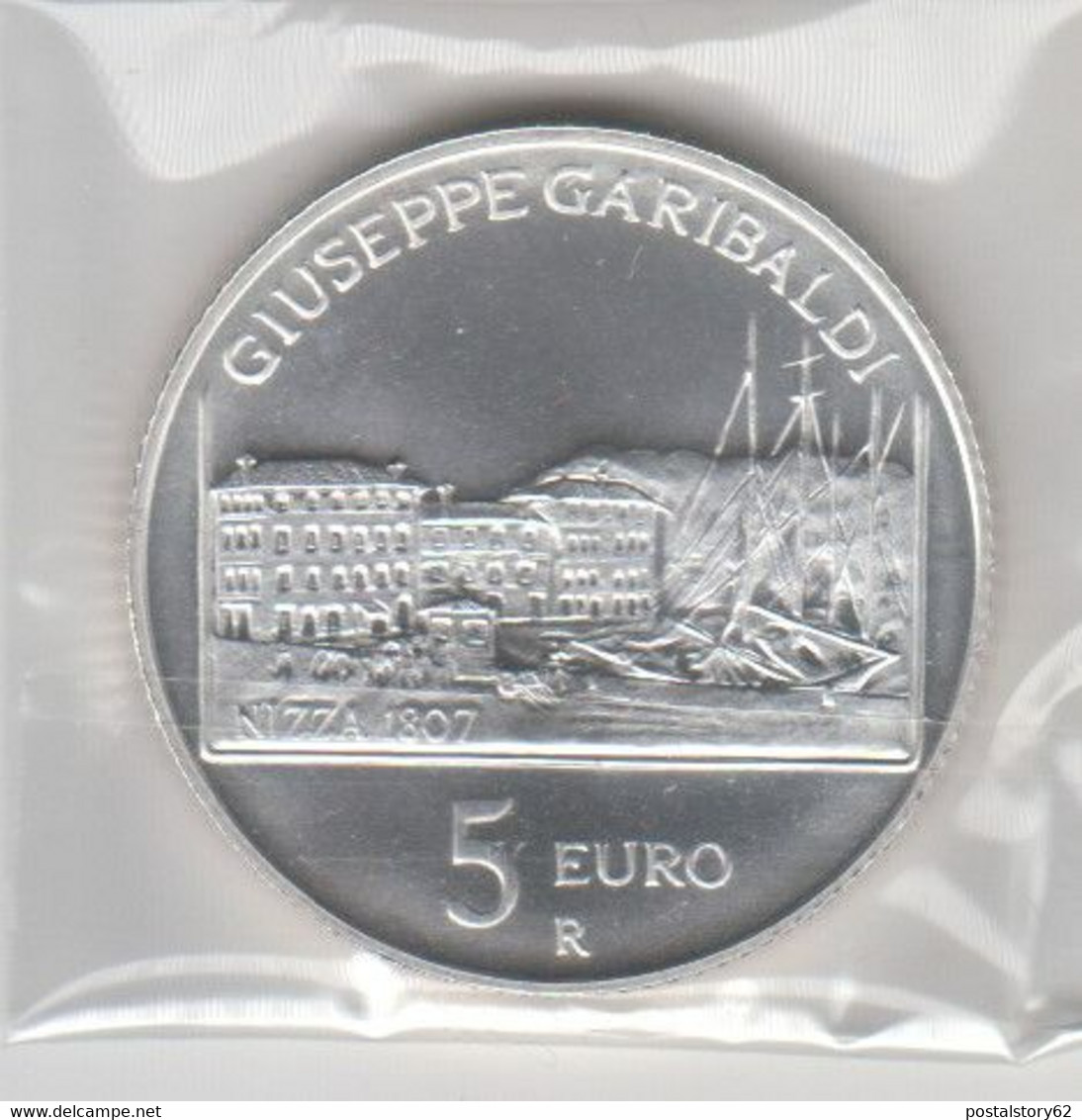 Repubblica Italiana, 5 Euro  - 200° Nascita Giuseppe Garibaldi - FDC Arg. 925% Anno 2007 - Gedenkmünzen