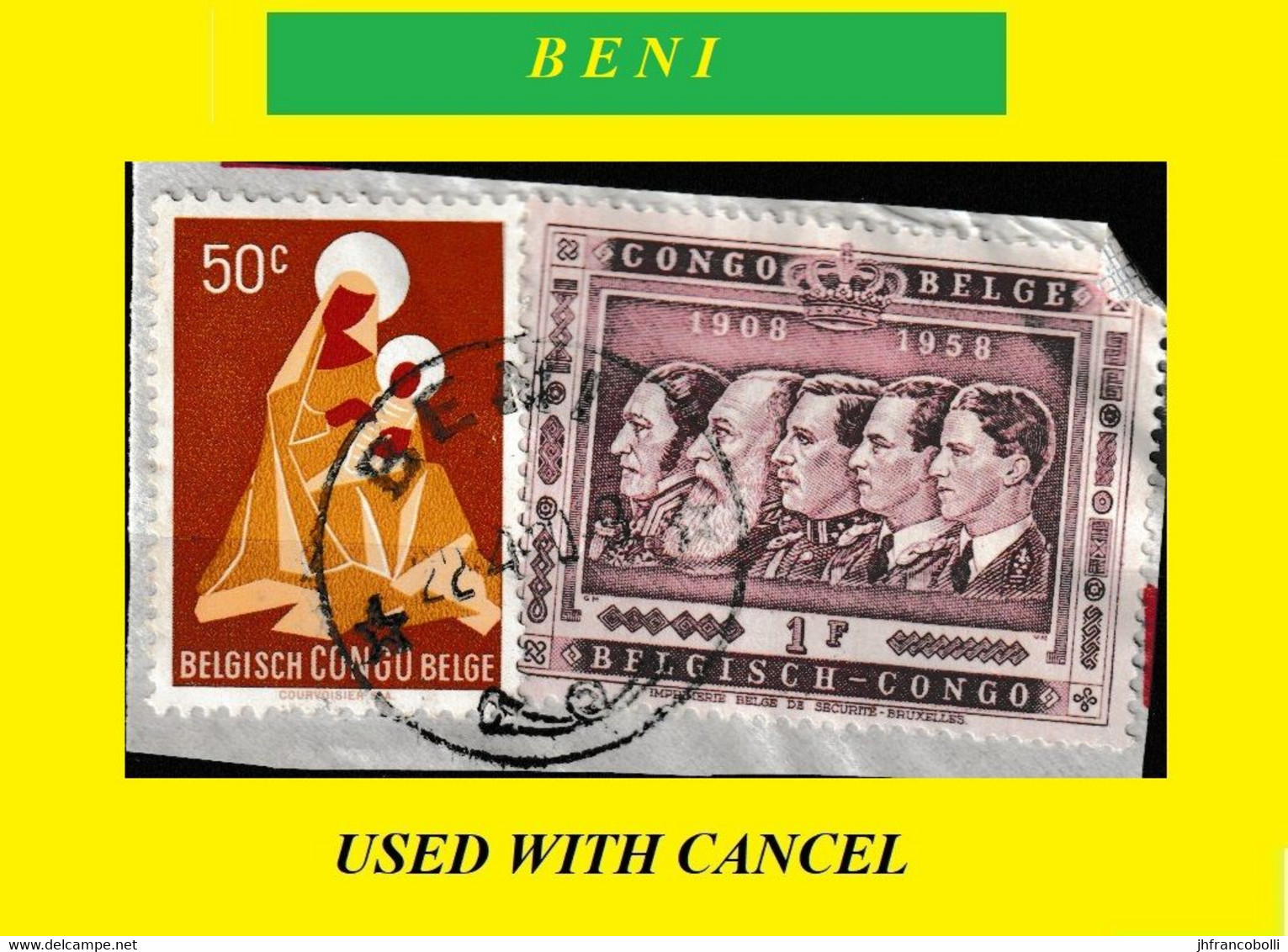 BENI BELGIAN CONGO / CONGO BELGE CANCEL STUDY [2] WITH COB 313+363 [ 2 STAMPS ] - Abarten Und Kuriositäten