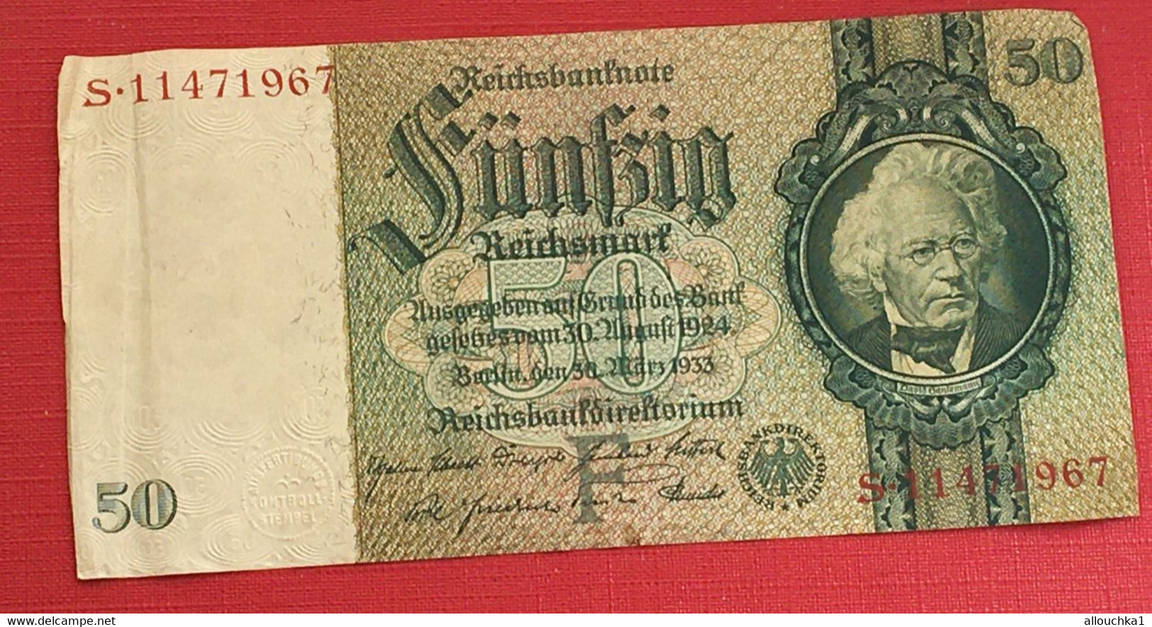 Deutschland 50 Reichsmark Reichsbanknote 30.März 1933 50 Reichsmark Banknote 30.03.1933 Gebraucht-Bilet Banque Allemagne - 50 Mark