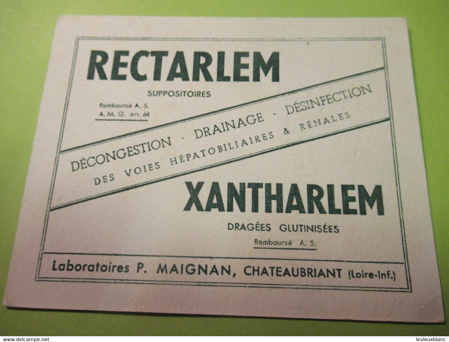 Buvard Ancien/Pharmacie/Rectarlem Suppositoires/Laboratoires  P. Maignan/ CHATEAUBRIANT (44) / Vers 1950     BUV616 - Produits Pharmaceutiques