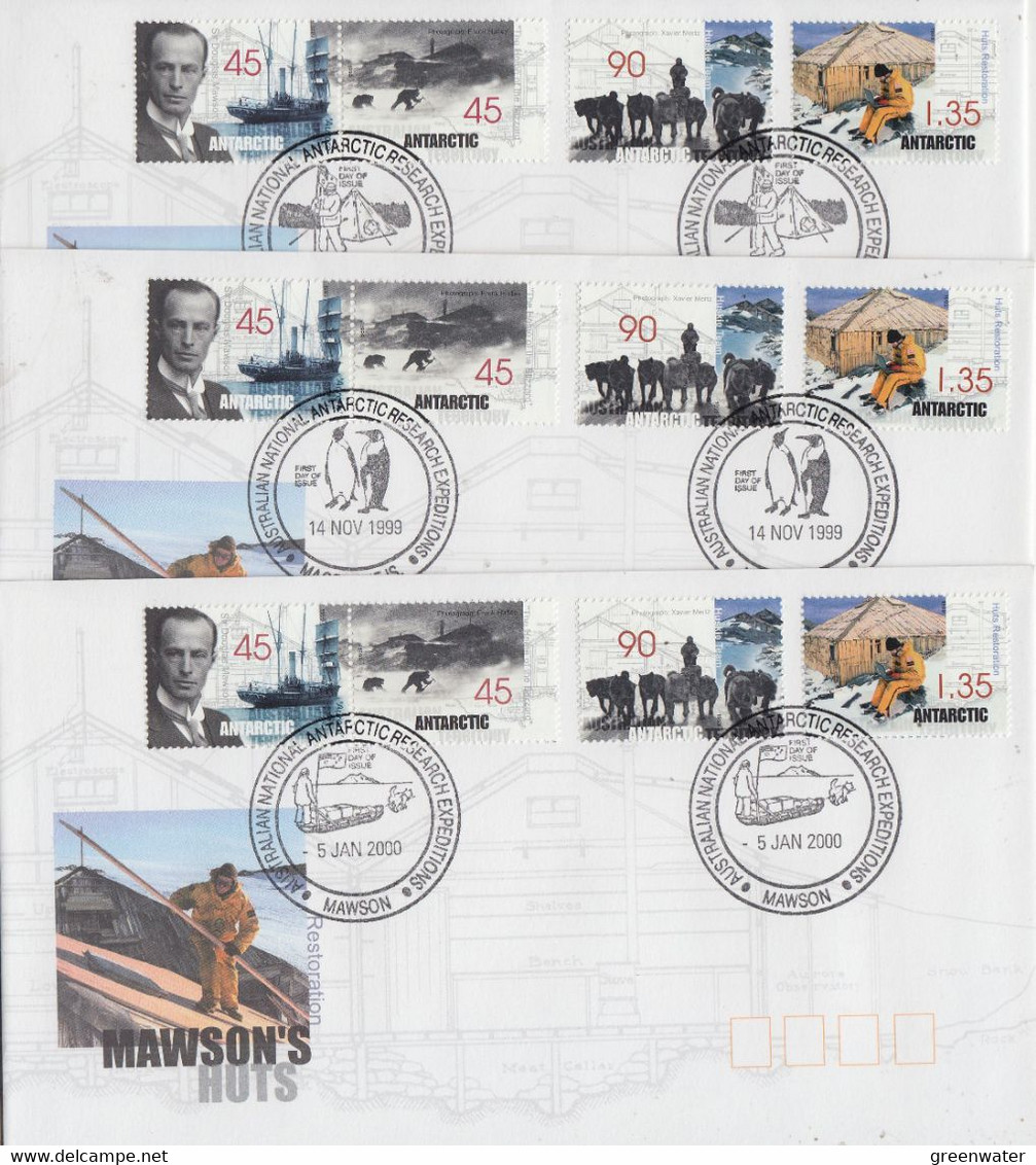 AAT 1999 Mawson's Hut Restoration 4v 5 FDC (Davis,Mawson, Macquerie Casey,Kingston) (XC156) - FDC