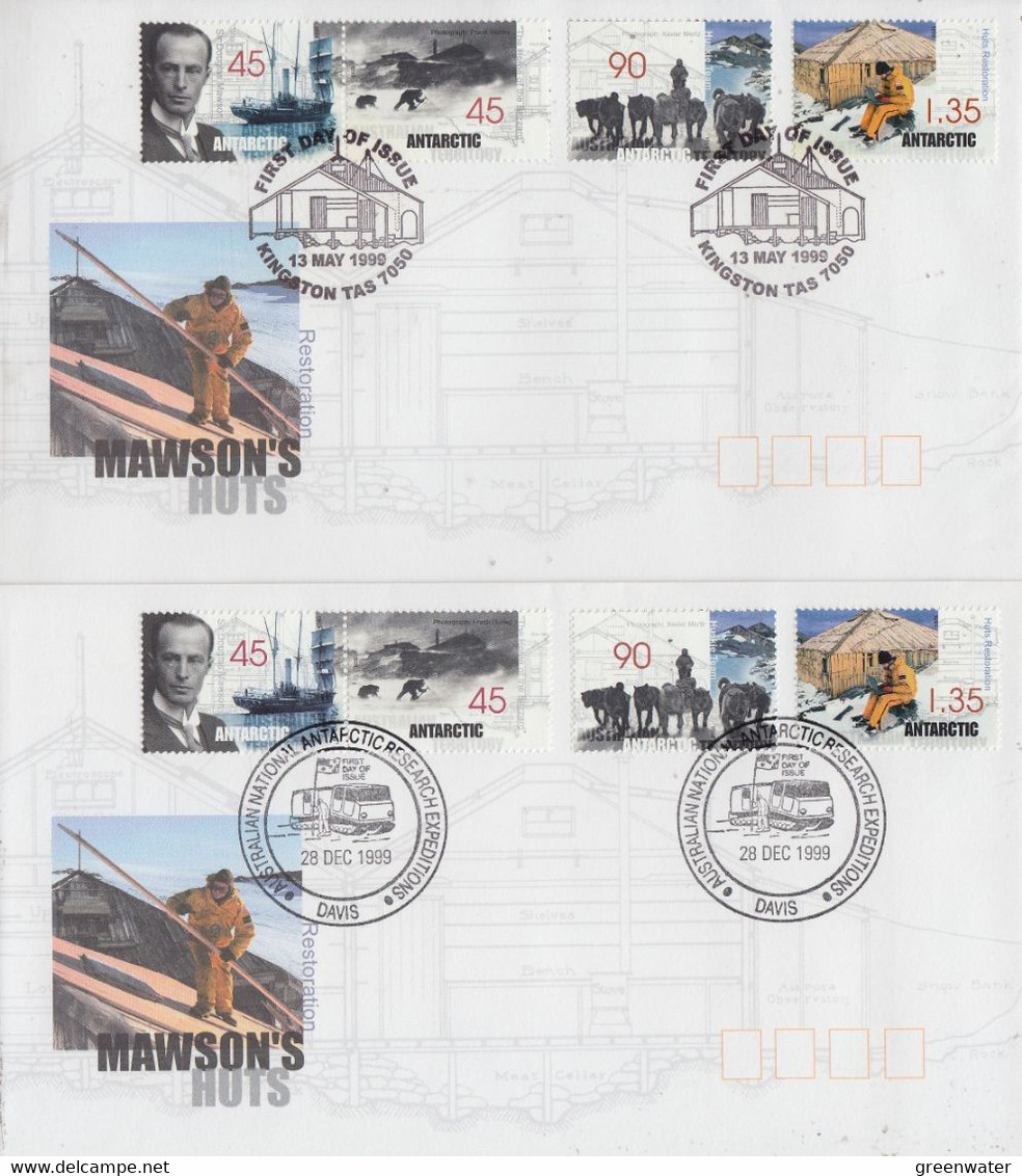 AAT 1999 Mawson's Hut Restoration 4v 5 FDC (Davis,Mawson, Macquerie Casey,Kingston) (XC156) - FDC