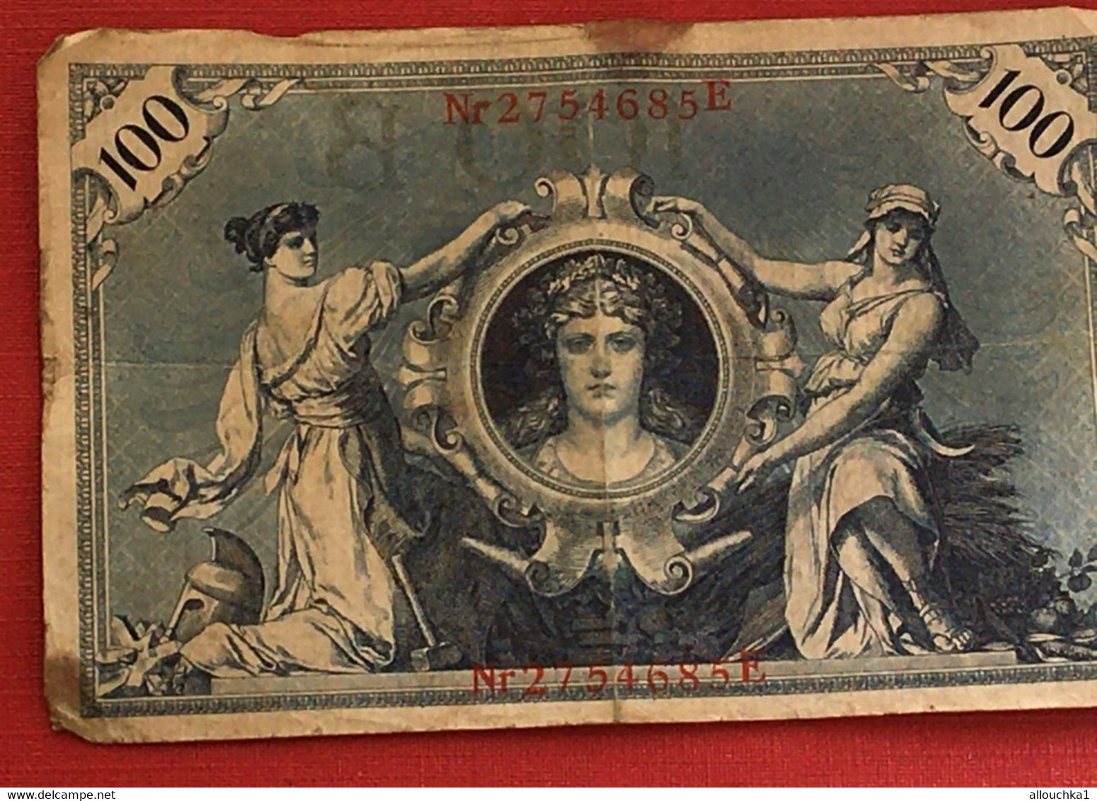 Reichsbanknote 100 Mark 7. Februar 1908 3 Stück Grüne Siegel Erhaltung Guter Zustand Rot -Billet Banque Allemagne-Bank - 100 Mark