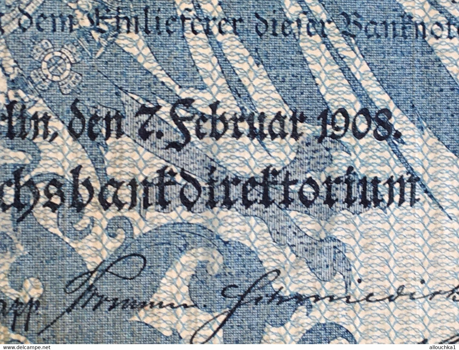 Reichsbanknote 100 Mark 7. Februar 1908 3 Stück Grüne Siegel Erhaltung Guter Zustand Rot -Billet Banque Allemagne-Bank - 100 Mark