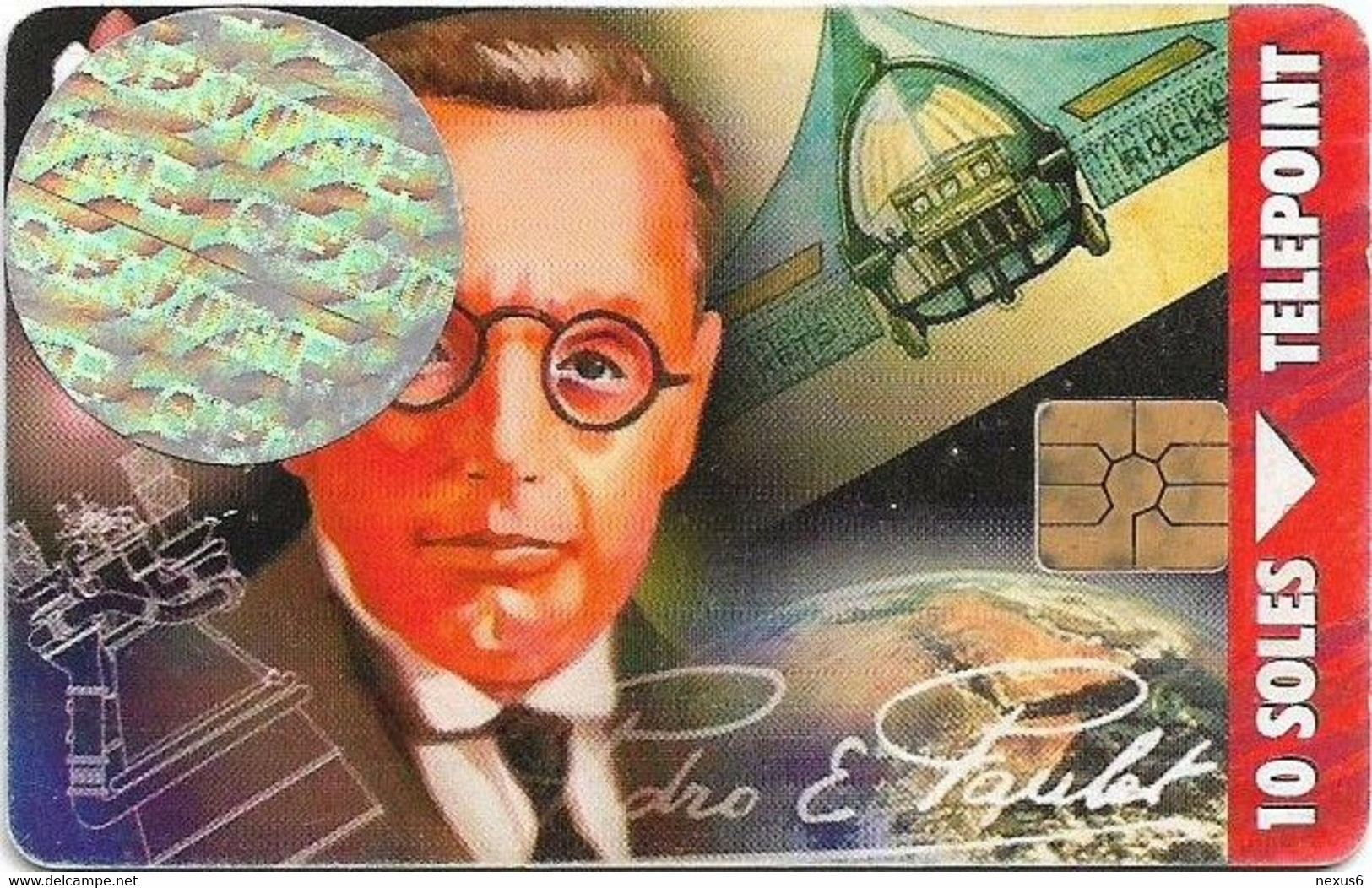 Peru - Telepoint - Pedro Paulet, Space Shuttle (Hologram Sticker), 07.1996, 10Sol, 100.000ex, Used - Perú