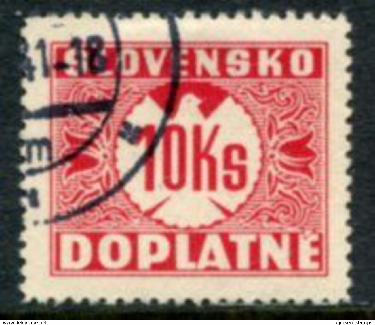 SLOVAKIA 1939 Postage Due  10 Kc Without Watermark  Used .  Michel Porto 11 - Used Stamps