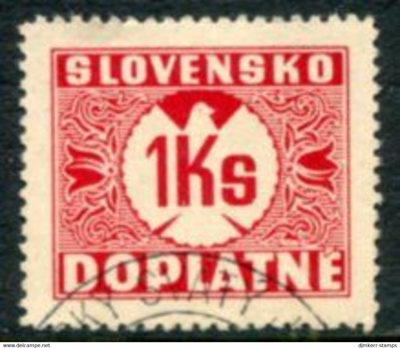 SLOVAKIA 1939 Postage Due  1 Kc Without Watermark  Used .  Michel Porto 8 - Usati