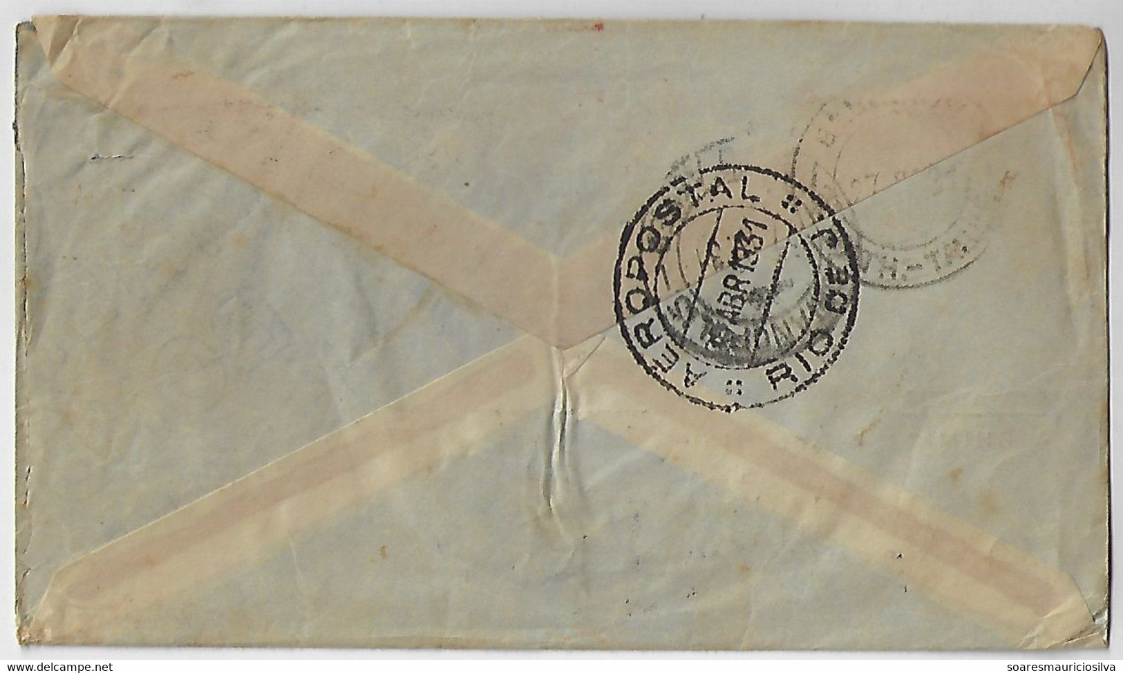 Brazil 1931 Cover From Rio De Janeiro To Blumenau Cancel Aeropostal & Via Aeropostale Definitive + Airmail Stamp - Poste Aérienne (Compagnies Privées)