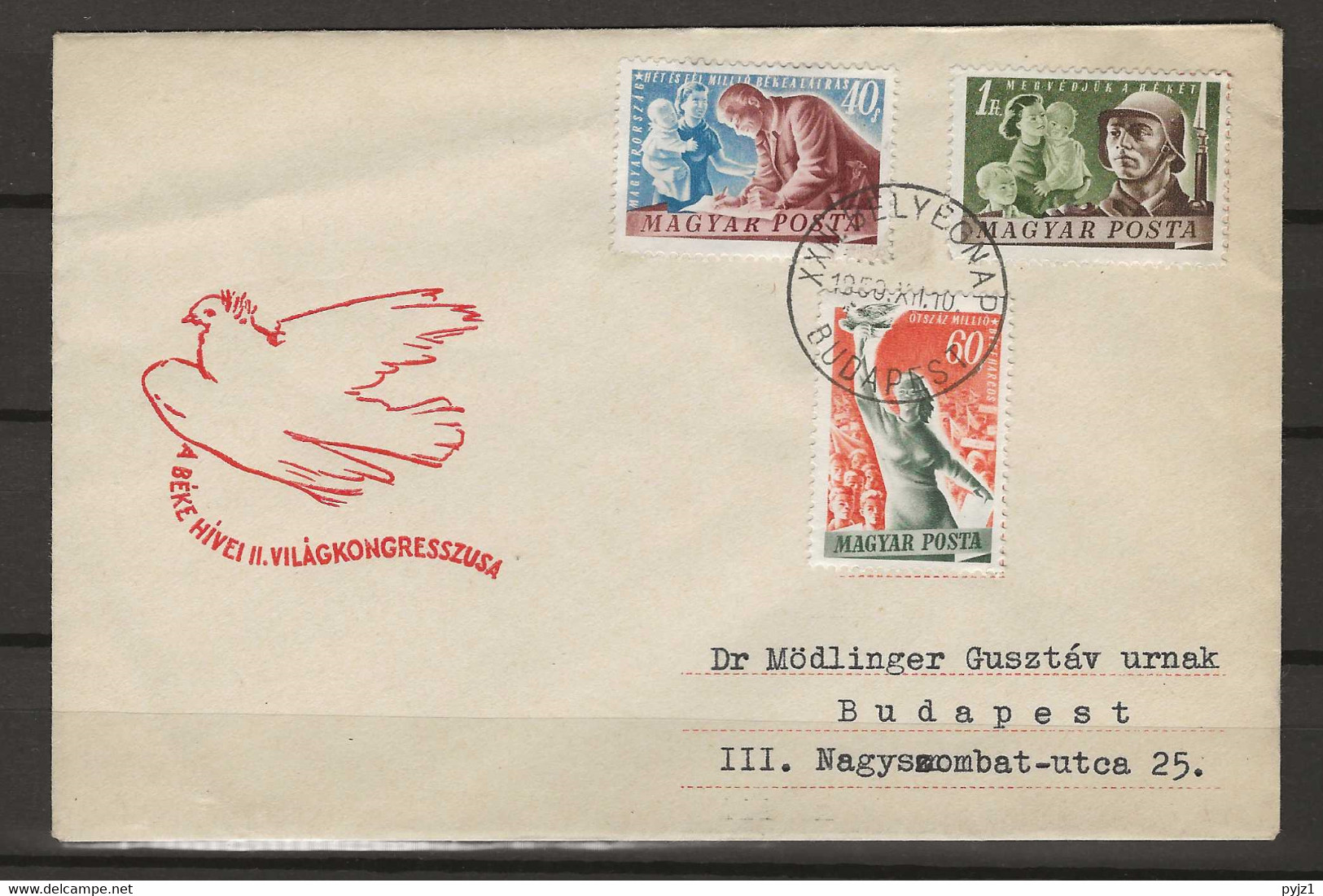 1950 USED Hungary Mi 1139-41 - Covers & Documents