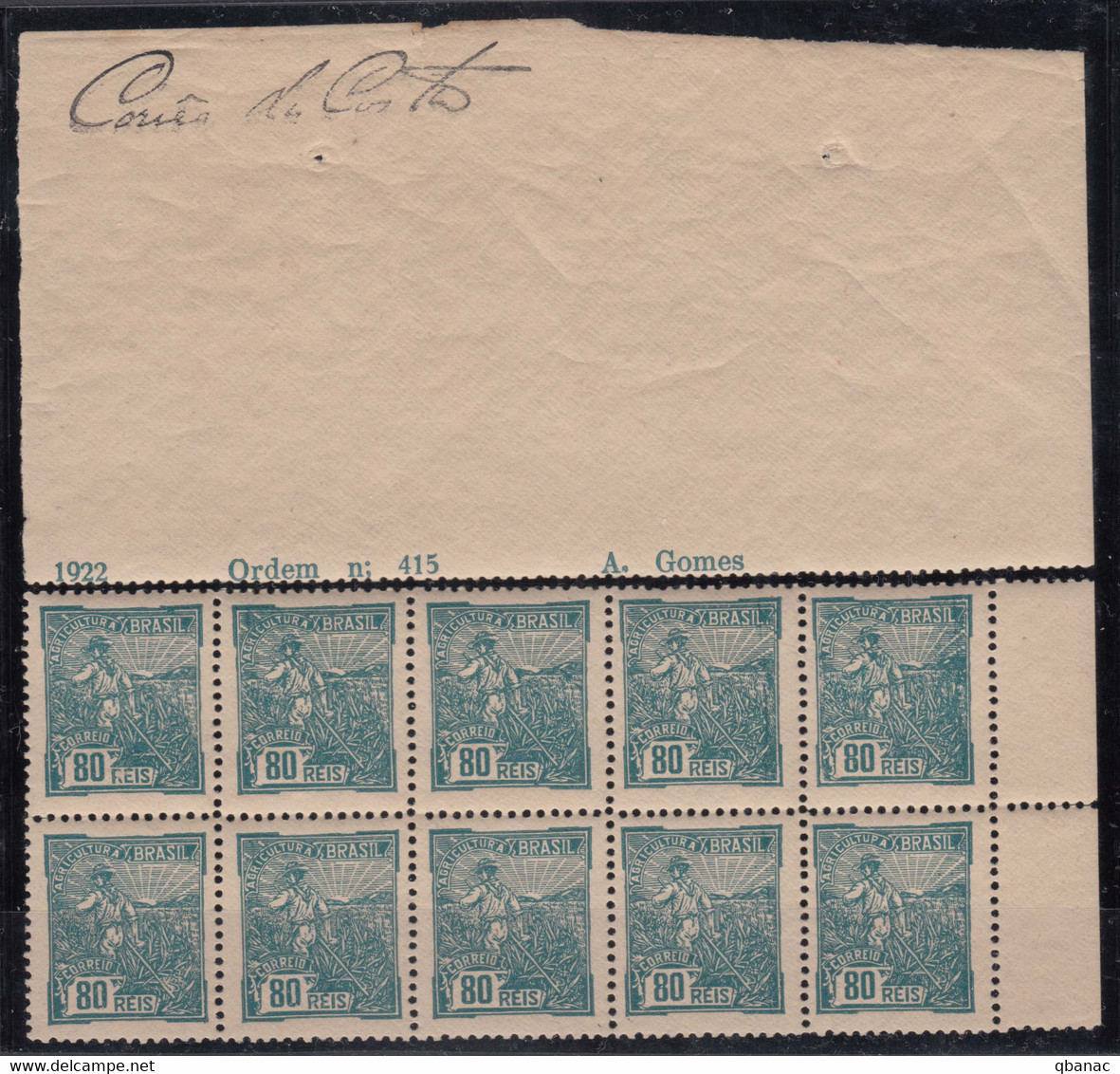 Brazil Brasil 1921 Mi#234 Mint Never Hinged Piece Of 10 - Unused Stamps
