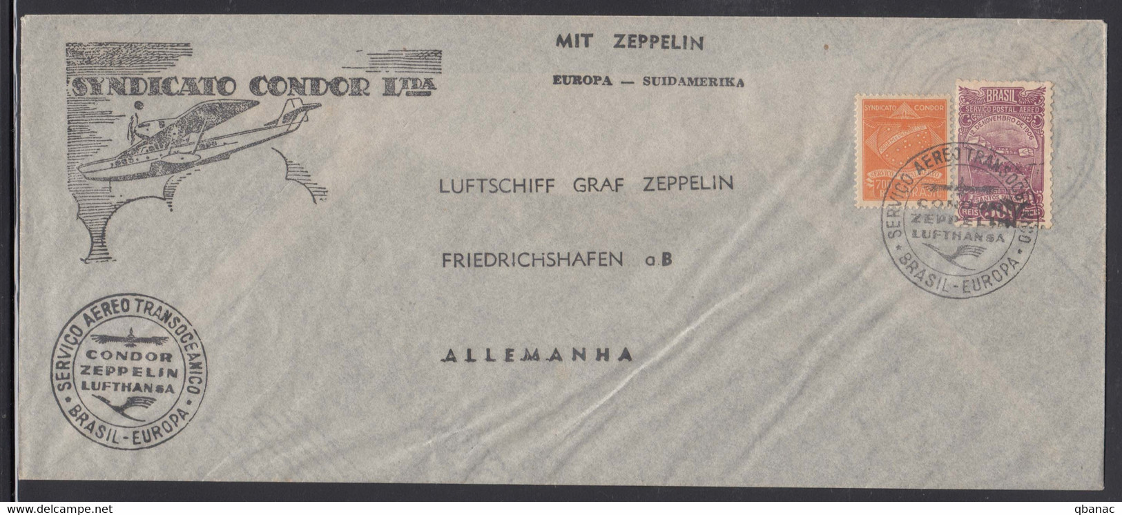Brazil Brasil Condor Zeppelin Very Nice Cover To Germany - Unused Stamps