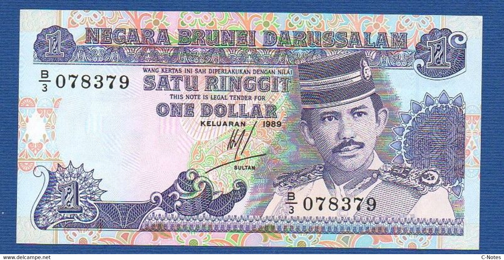 BRUNEI - P.13a – 1 Ringgit / Dollar 1989 UNC-, Serie B/3 078379 - Brunei