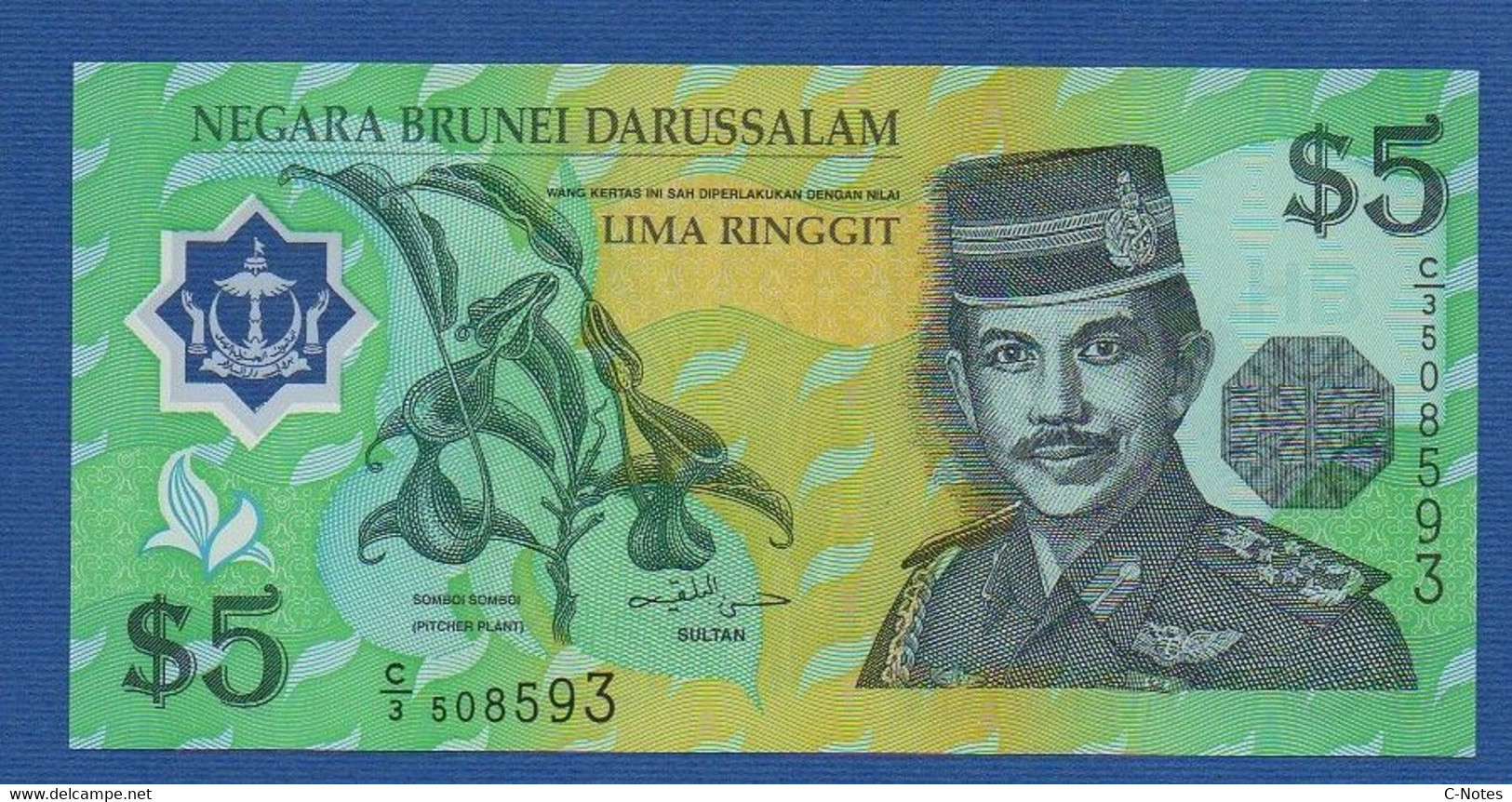 BRUNEI - P.23a – 5 Ringgit / Dollars 1996 UNC, Serie C/3 508593 - Brunei