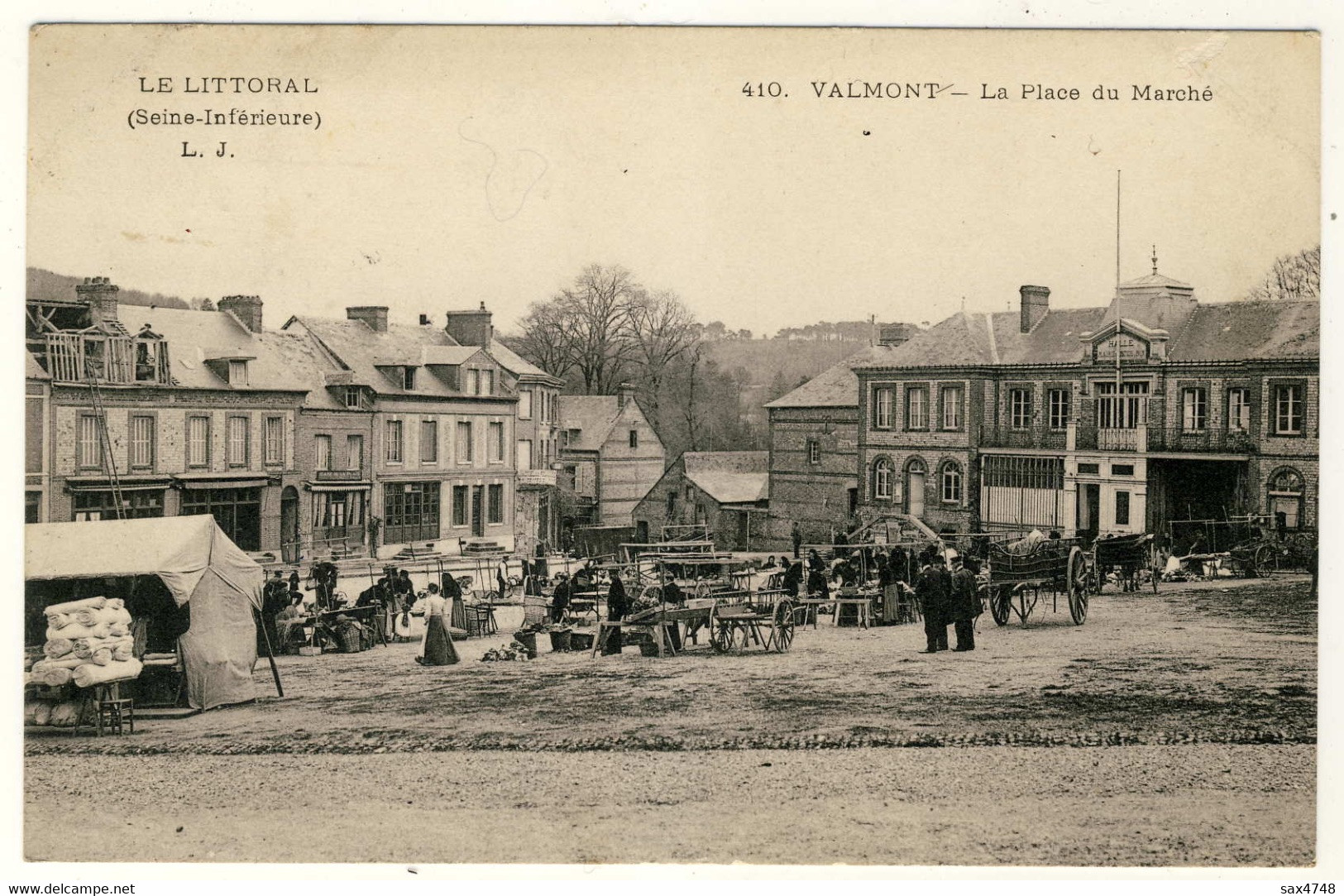 Valmont - La Place Du Marché ..... Plan Peu Courant Année 1907 -  2 Scans - Valmont