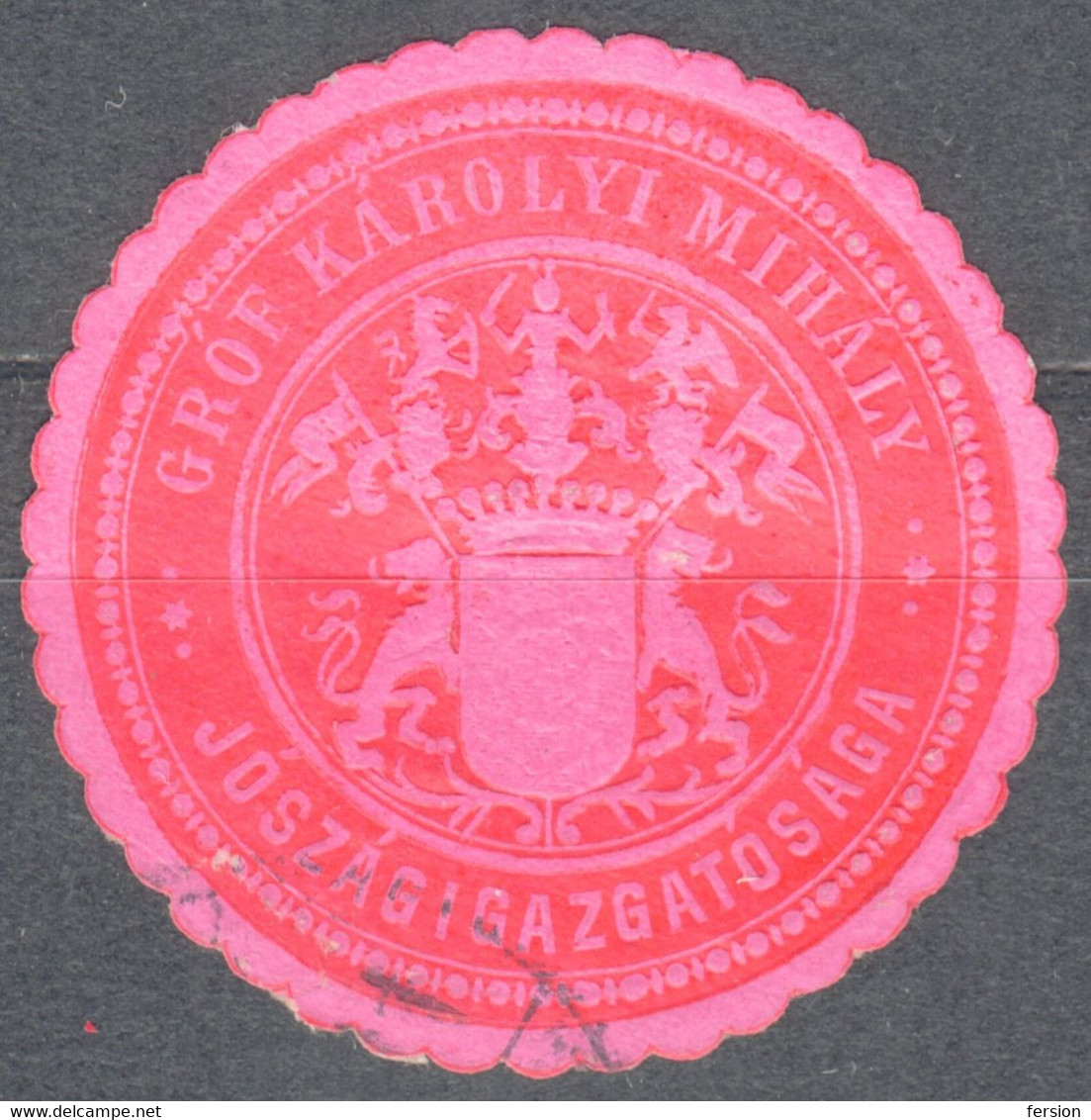 Count Károlyi Mihály PRIME MINISTER  CLOSE CINDERELLA LABEL VIGNETTE Hungary Coat Of Arms 1910 - Otros & Sin Clasificación