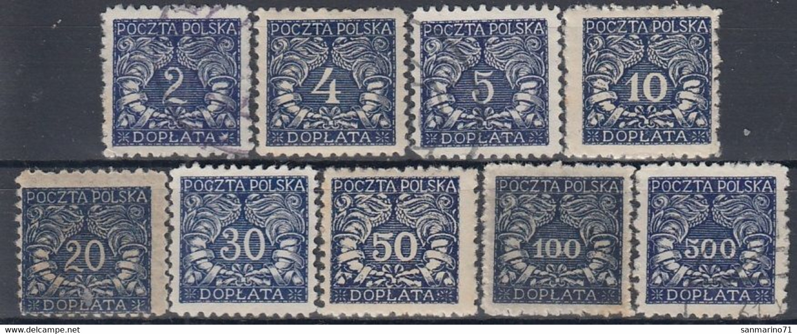 POLAND 13-21,porto,used,falc Hinged - Postage Due