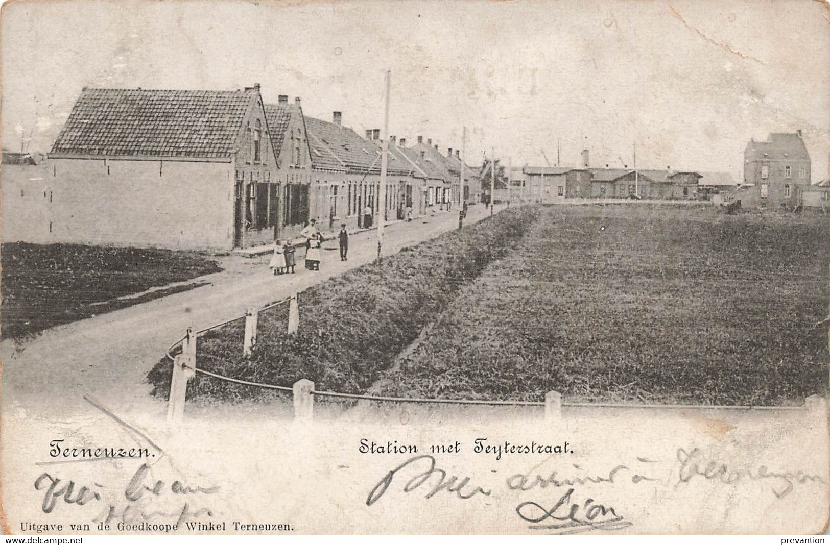 TERNEUZEN - Station Met Teyterstraat - Carte Circulé En 1903 Vers Bruxelles Belgique - Terneuzen