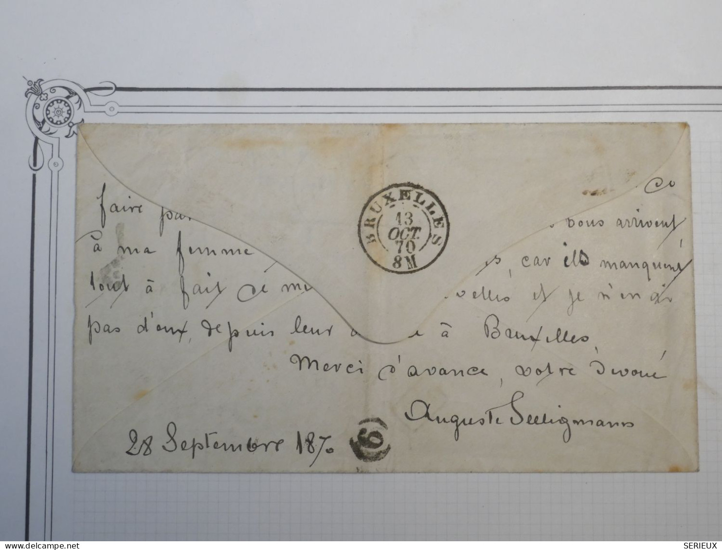 C FRANCE BELLE LETTRE RRR BALLON MONTé 28 SEPT. 1870 ETATS UNIS  +CACHET ARRIVEE BRUXELLES BELGIQUE++ + - Krieg 1870