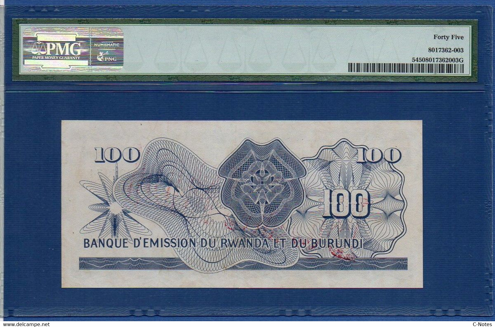 BURUNDI - P. 5 – 100 Francs 1964 XF - PMG 45, Serie N327074 - Burundi