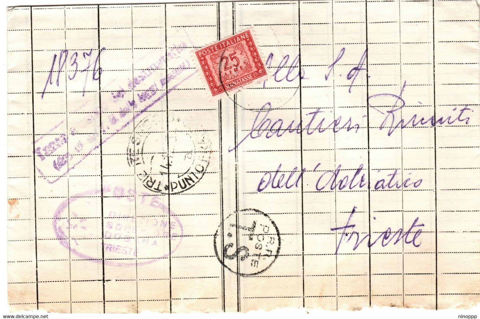 Italy 1948 Taxed Home Made Cover   From Trieste To Trieste - Other & Unclassified