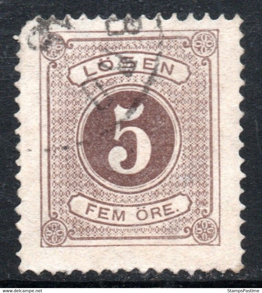 SUECIA - SWEDEN Sello Usado DETERIORADO CIFRA X 5 ö. PARA USO EN TASA O TAXE Año 1874 – Valorizado En Catálogo € 40,00 - Fiscale Zegels