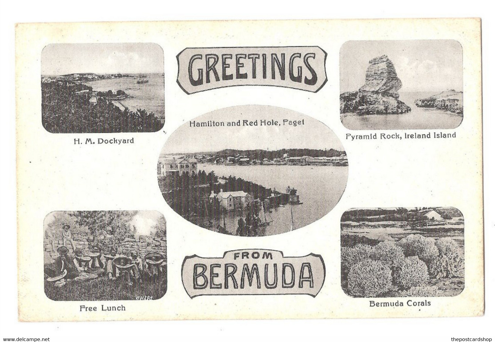 Greetings From Bermuda Dockyard Hamilton & Red Hole Pyramid Rock Ireland Island MORE BERMUDA LISTED REF 07 - Bermuda