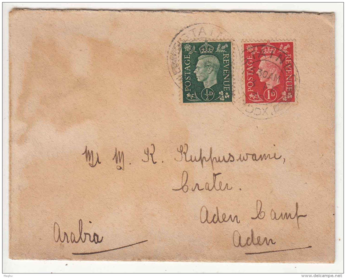 Great Britain To Aden Cover 1938 As Scan - Briefe U. Dokumente