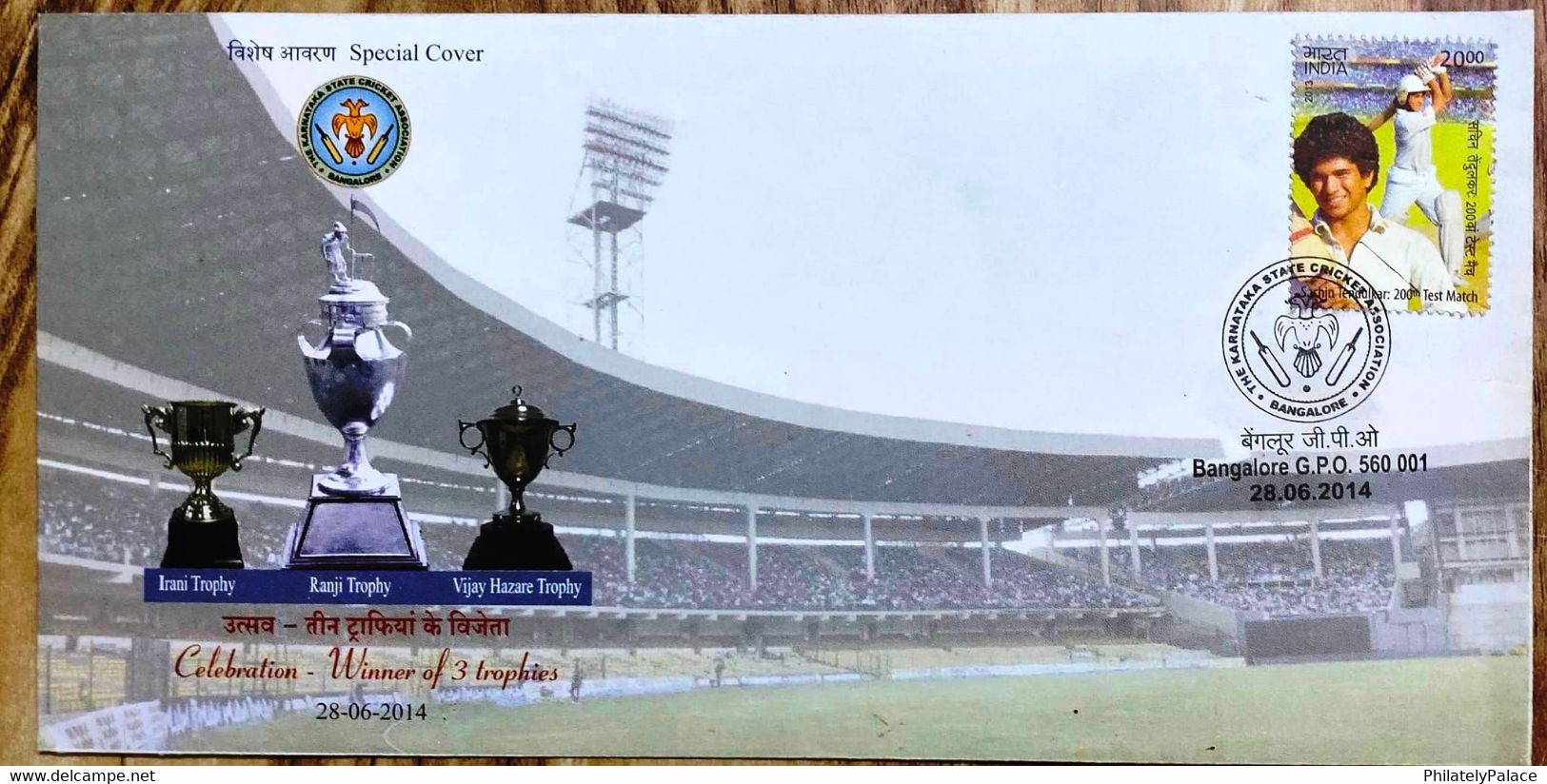 INDIA 2014 Special Cover, 2014 Celebration Winner Of 3 Trophies Stadium, Cricket (*) Inde Indien - Briefe U. Dokumente