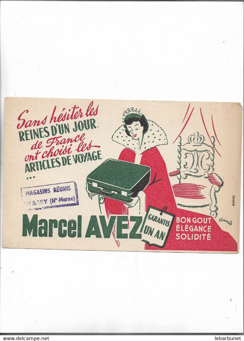 Buvard Ancien Articles De Voyage Marcel Avez - V