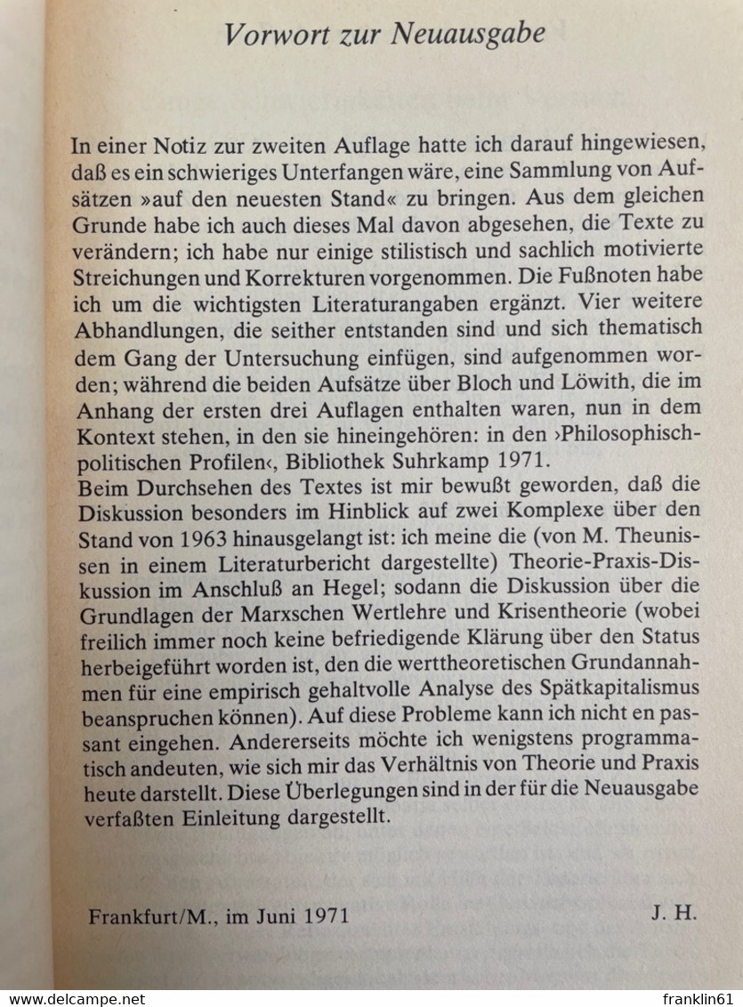 Theorie Und Praxis : Sozialphilosophische Studien. - Filosofie